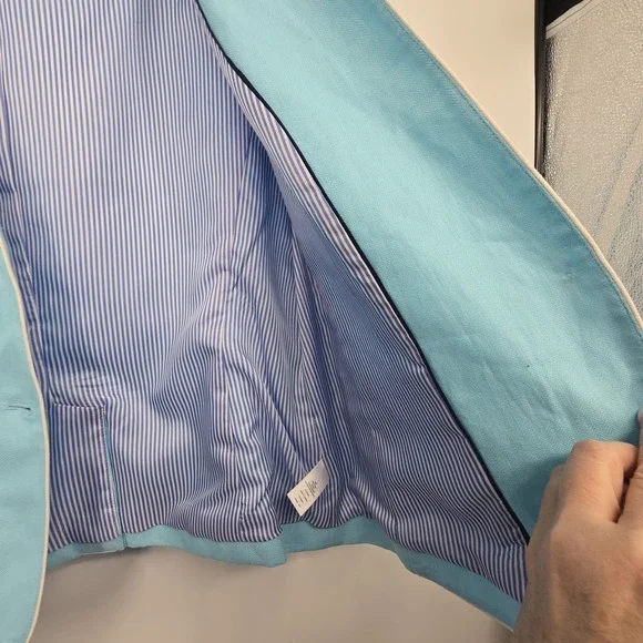 Talbots Aberdeen 100% Linen Blazer Jacket Women's Size 14P Stand Collar Lined - Picture 12 of 13